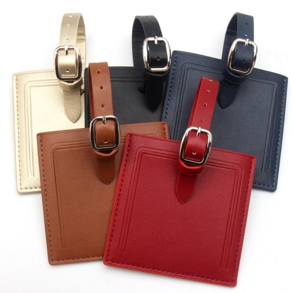 Men Accessories Name - Square Leather Luggage Labels with Signature