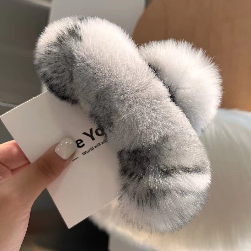 Men Accessories For Beach - Real Rex rabbit hair large hairpin