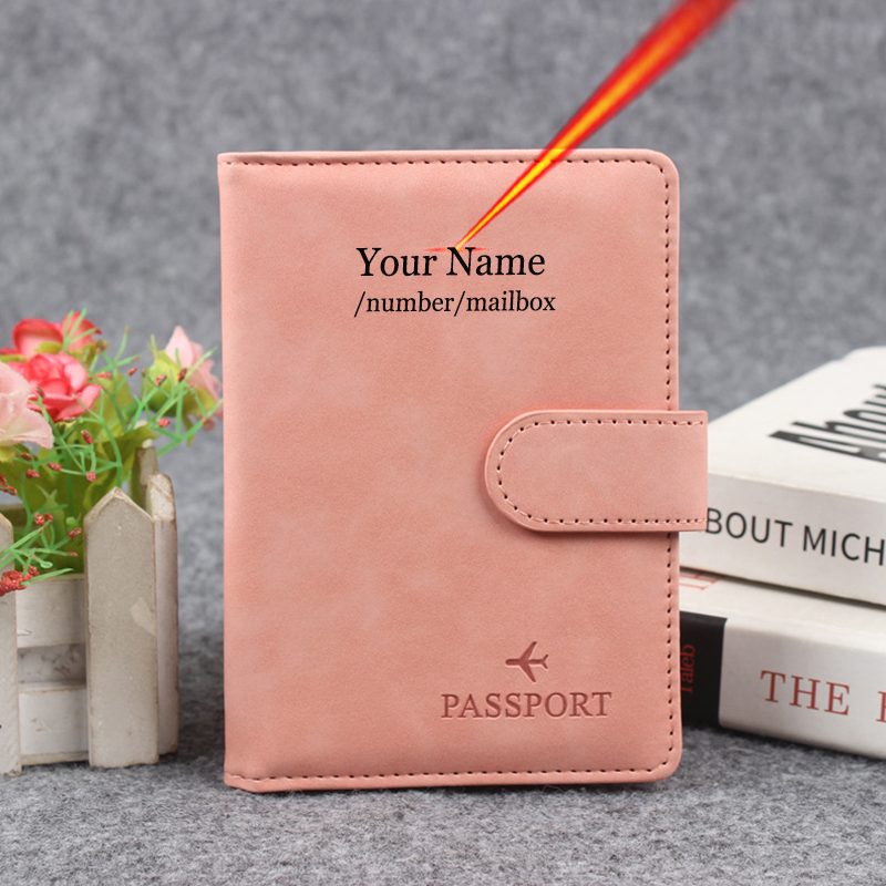 Men Accessories Name - Magnetic Button Passport Cover Customize Name