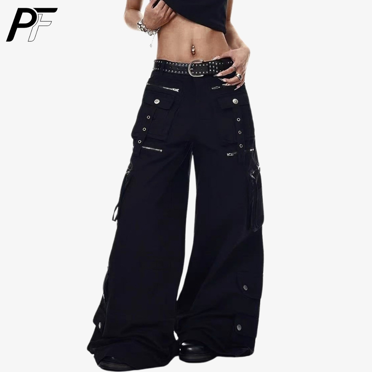 Men'S Accessories For Jeans - Grunge Techwear Wide Leg Cargo Pants