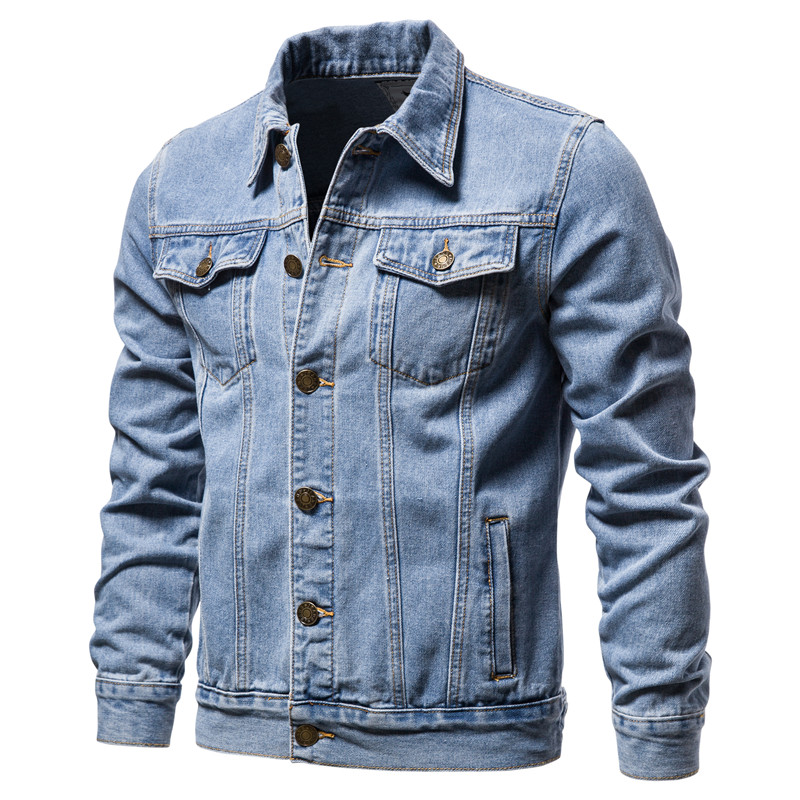 Men'S Accessories For Jeans - 2025 Autumn Men Solid Denim Jackets