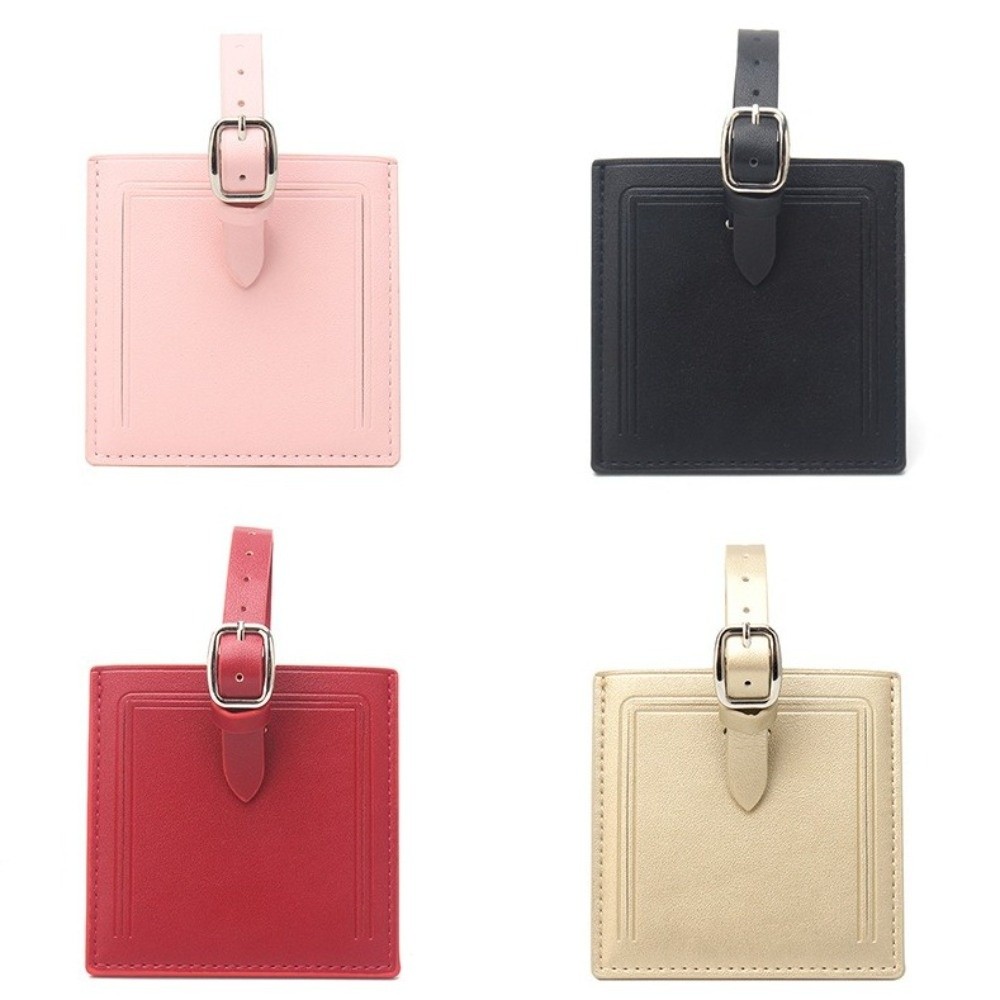 Square Leather Luggage Labels  - Men Accessories Name recension och pris