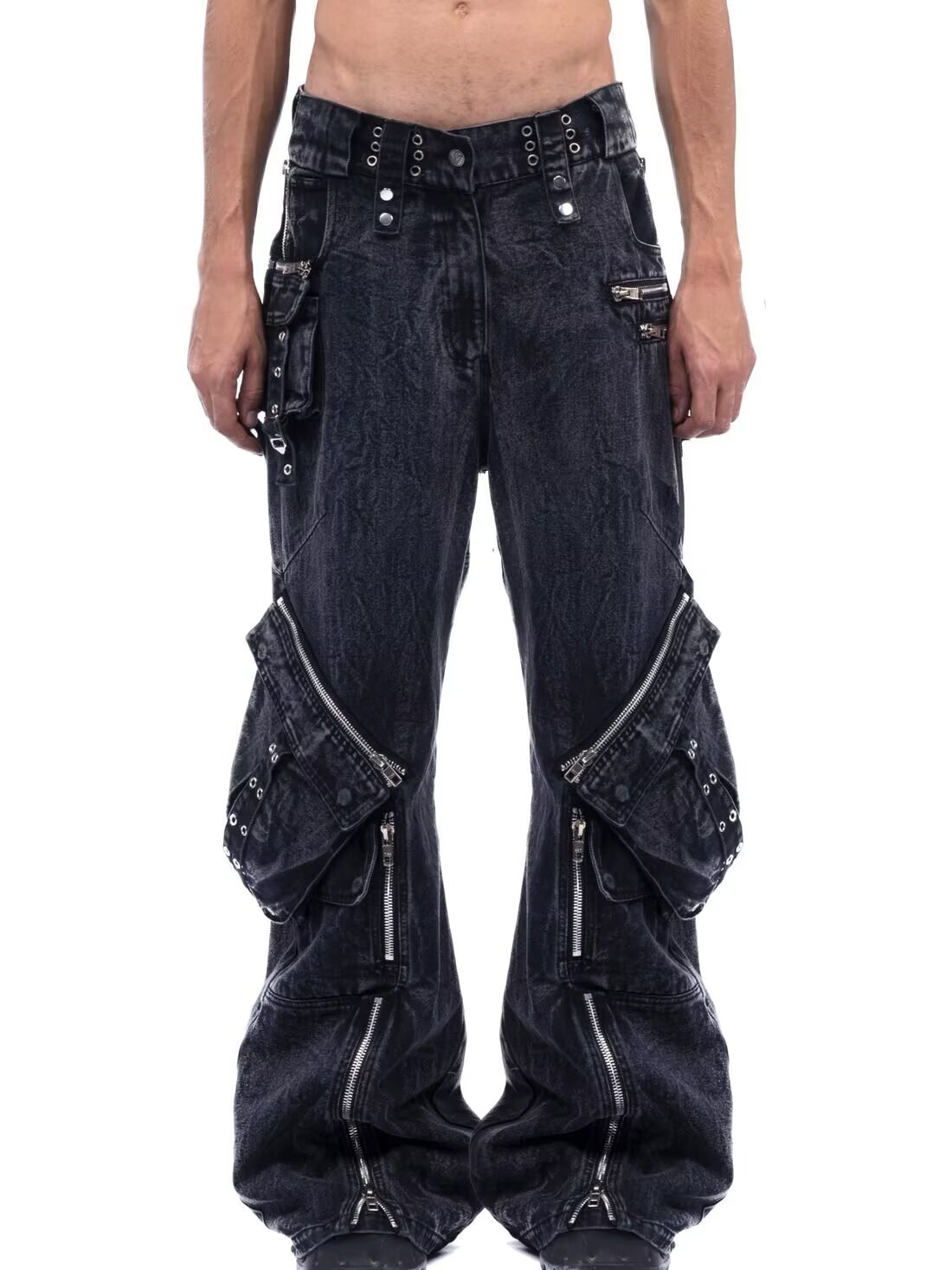 Y2K Black Gothic Punk Multi-Po - Men'S Accessories For Jeans recension och pris