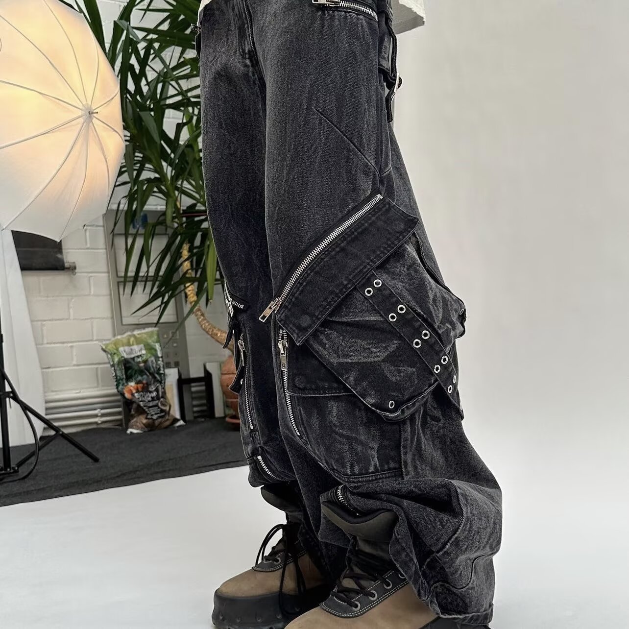Y2K Black Gothic Punk Multi-Po - Men'S Accessories For Jeans recension och pris