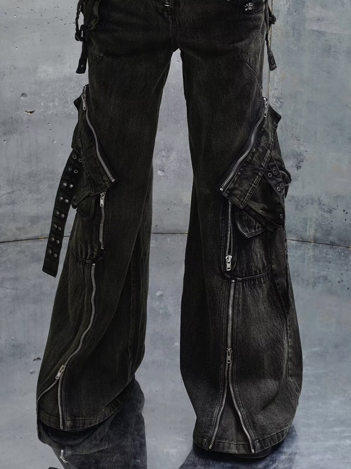 Y2K Black Gothic Punk Multi-Po - Men'S Accessories For Jeans recension och pris