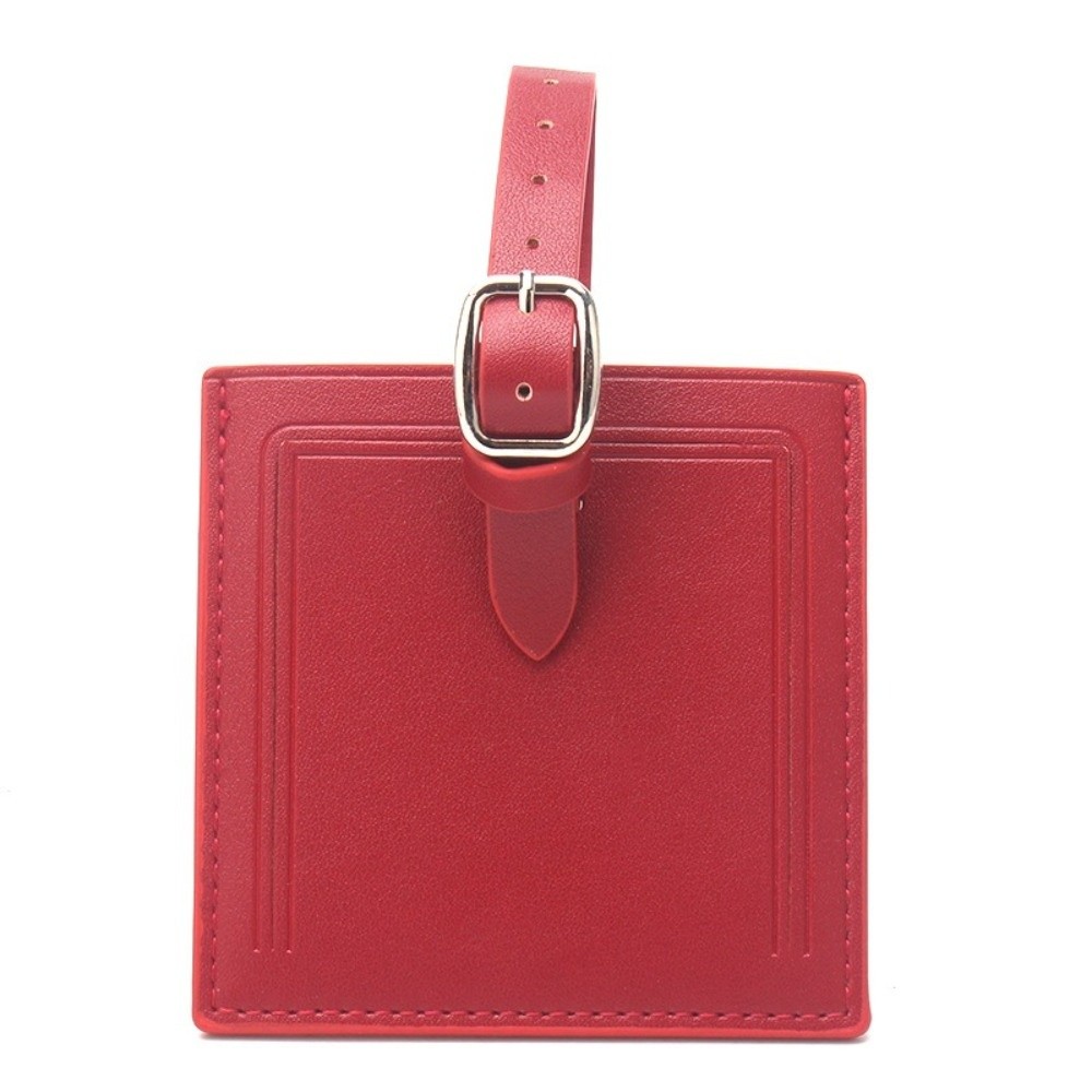 Square Leather Luggage Labels  - Men Accessories Name recension och pris